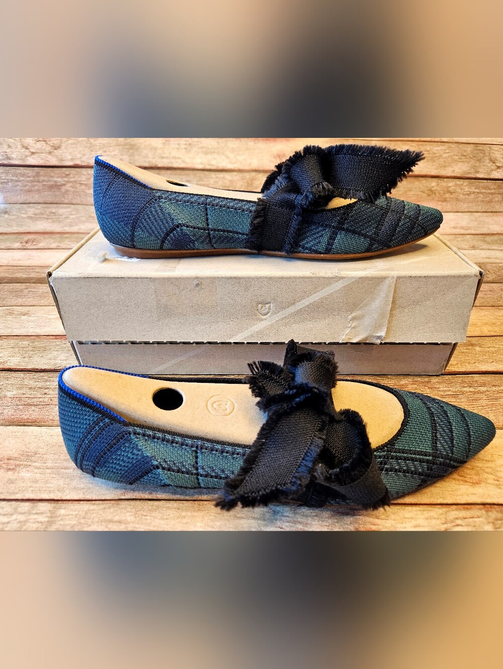Rothy's Pine Plaid Mary Jane flats